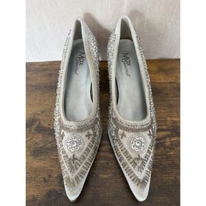 MAX Collection Beaded High Heels SZ 9 Grey Sequin